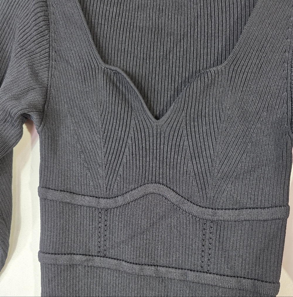 SELF-PORTRAIT Sweetheart-Neck Ribbed-Knit bodycon Midi Dress - Picture 11 of 16